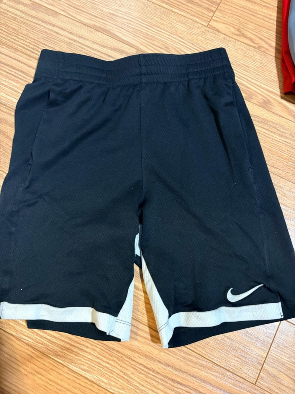 Nike youth boys Black Dri-FIT Athletic Shorts with White Logo